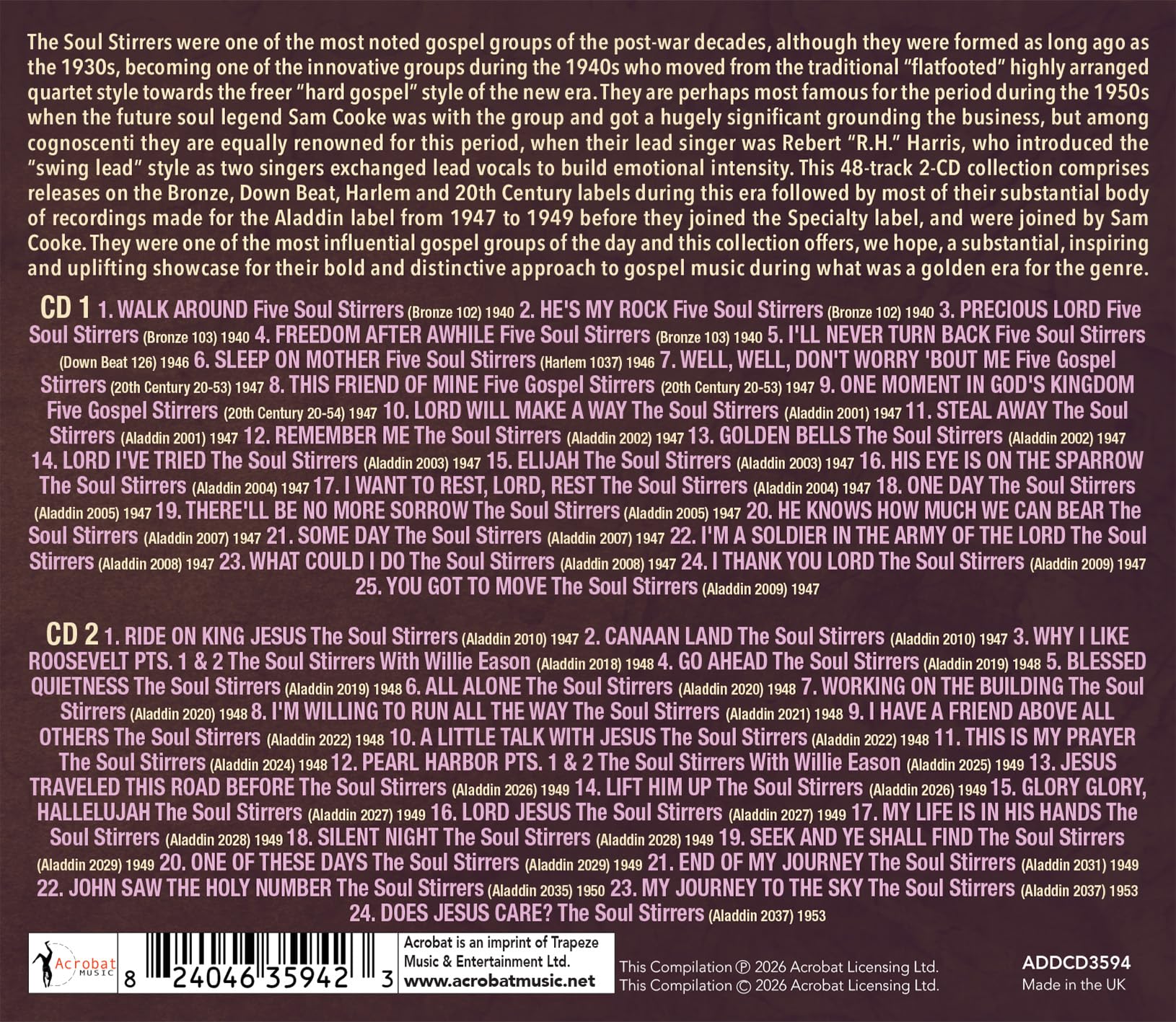 Never Turn Back - The Singles Collection 1940-49 - The Soul Stirrers