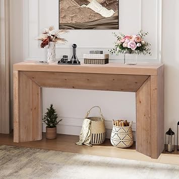 Narrow Wood Entryway Table Home Decor,Small Console Tables for Entryway,Sofa Table Narrow LongNatural