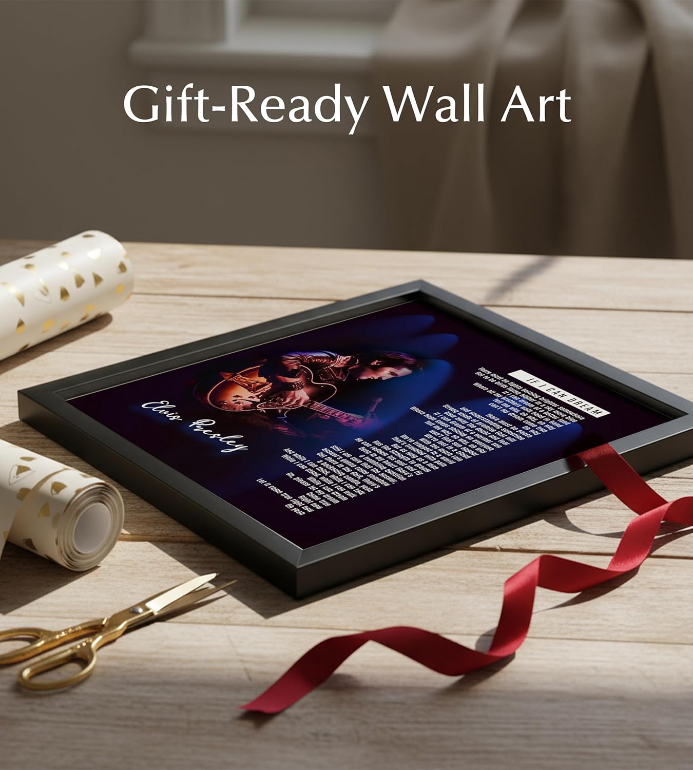 If I Can Dream - Song Lyrics Wall Art Print – Inspirational Vintage Music Wall Art Decor for Home Decor, Studio Decor, Office Decor, Man Cave Decor & Dorm Decor (Black Framed, 8 x 10 inches)