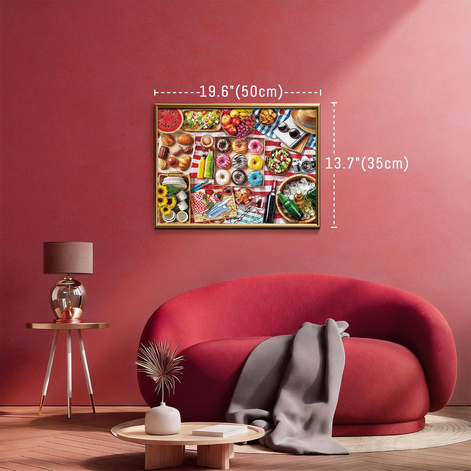 BenBen 500 Piece Puzzles for Adults, Spring Picnic Jigsaw Puzzles with Patterns on Back, Challenging Puzzles for Family Game Night Home Décor