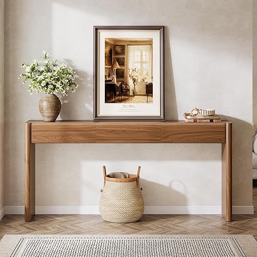 Miniatura 6 de Tribesigns Mesa consola con 3 cajones, mesa de entrada de madera de 70.9 pulgadas detrás del sofá, consola larga de granja con almacenamiento para