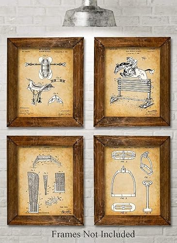 Miniatura 7 de Impresiones originales de patentes ecuestres, gran decoración de casa de campo y decoración de casa de vaquero, decoraciones clásicas de ranchos,