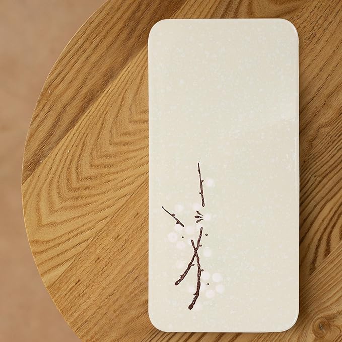 Plato de Cerámica para Sushi, Rectangular, Color Blanco, Estampado Animal miniatura 2