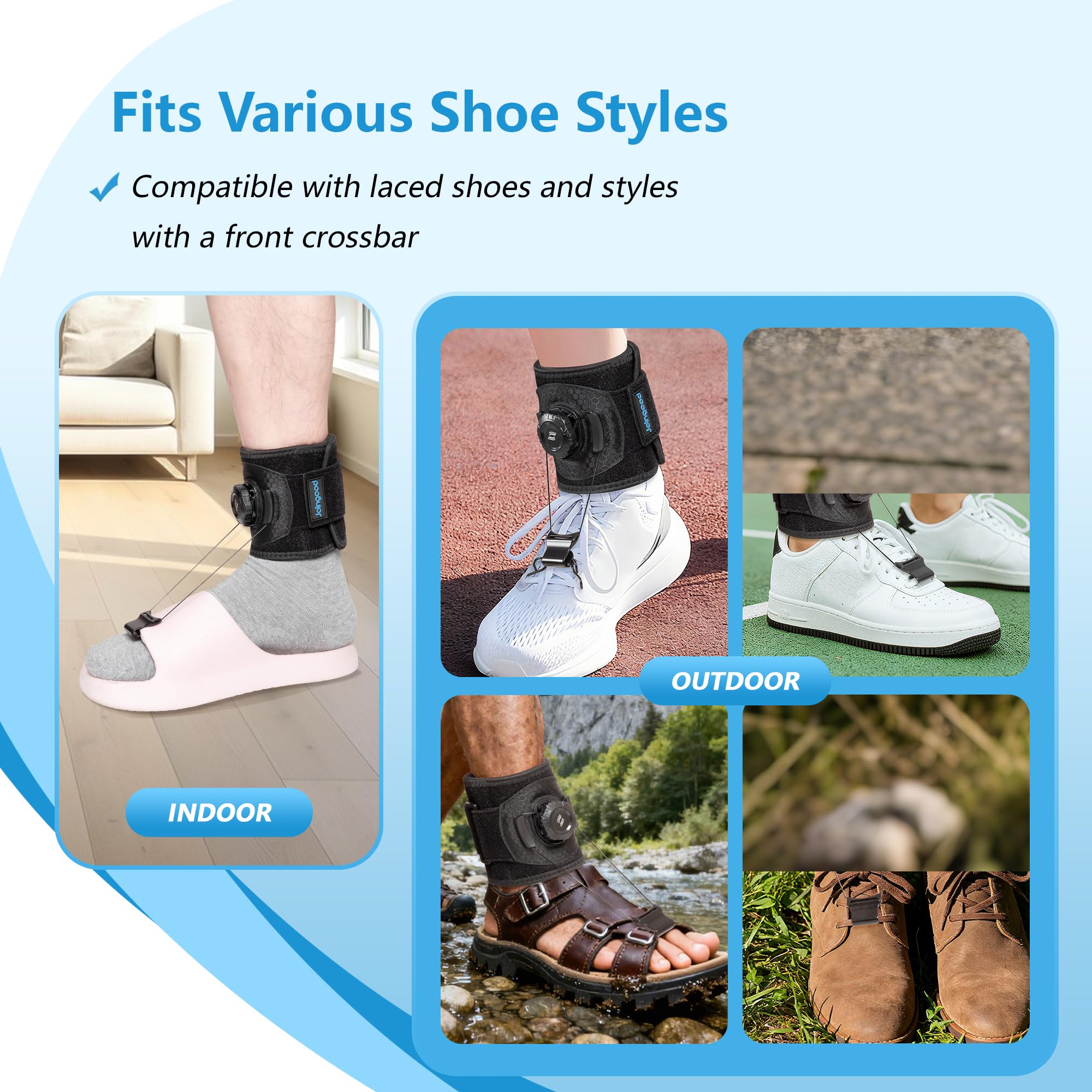 Supporto regolabile per sollevamento del piede con quadrante facile da girare, gancio largo e clip per scarpe per camminare stabilmente, comodo aiuto quotidiano per uomini e donne, L/XL
