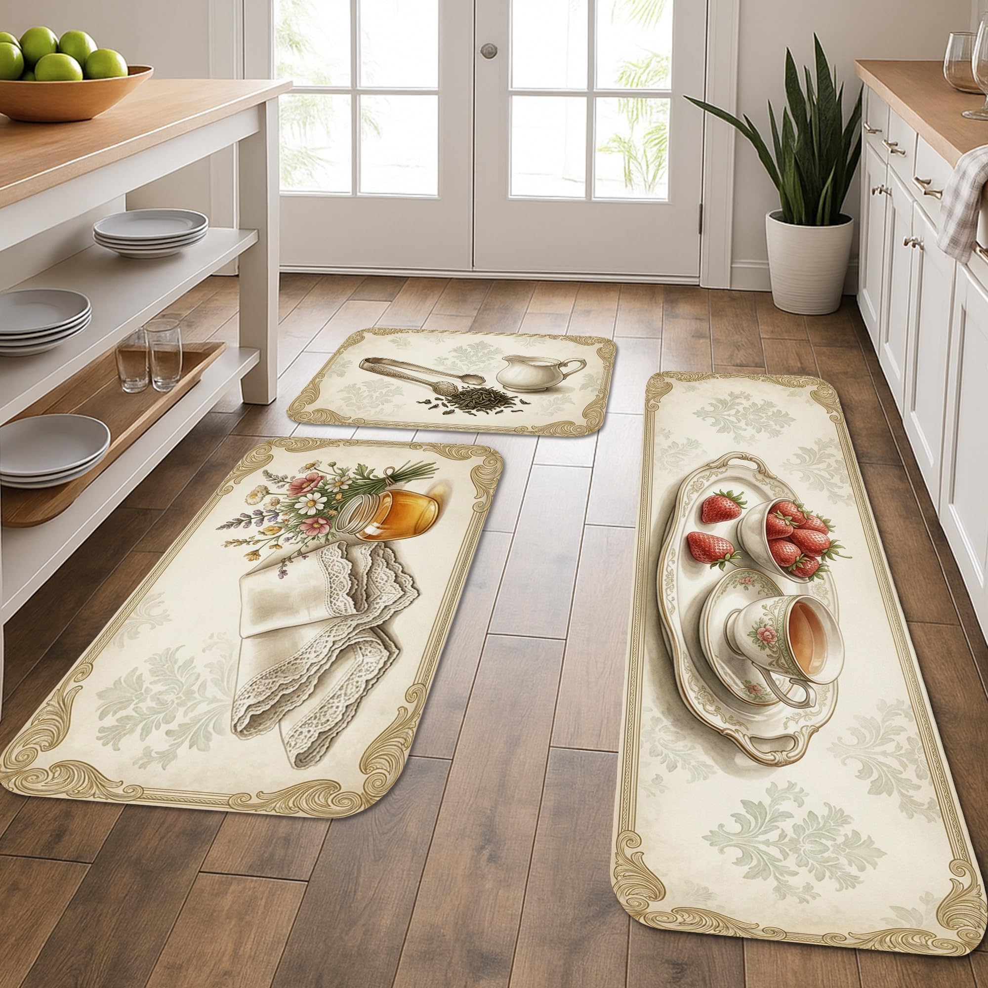 Tapis de cuisine motif fraises pour créer une ambiance buanderie chaleureuse