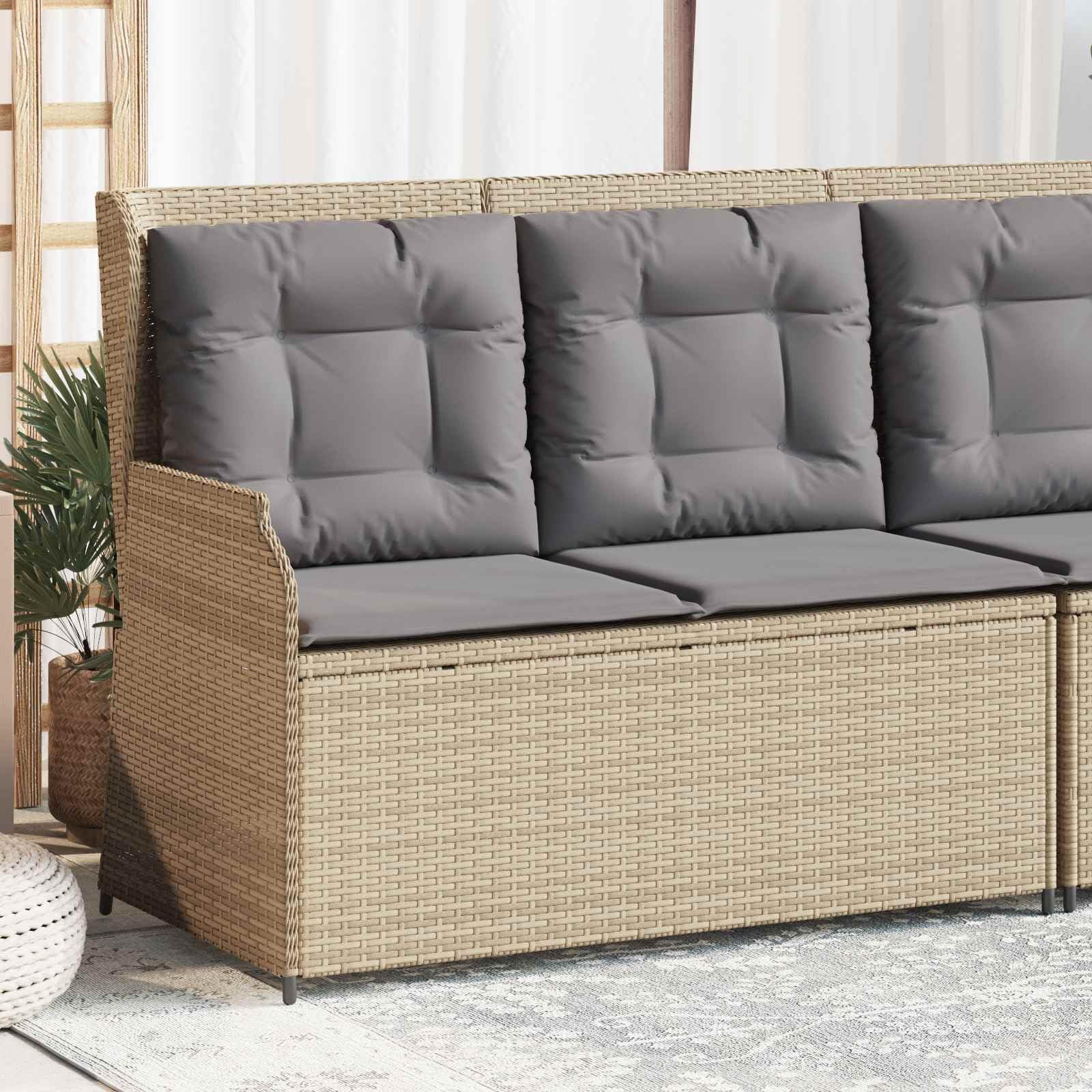 Hothingwell Ławka ogrodowa Beżowy Polyrattan Reclinable