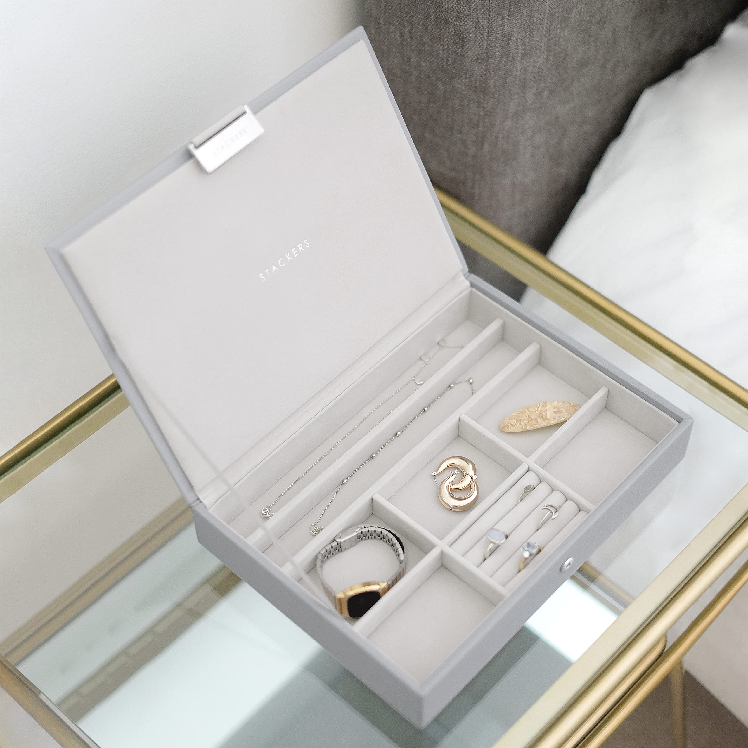 Stackers Pebble Grey - Portagioie classico, 2 pezzi