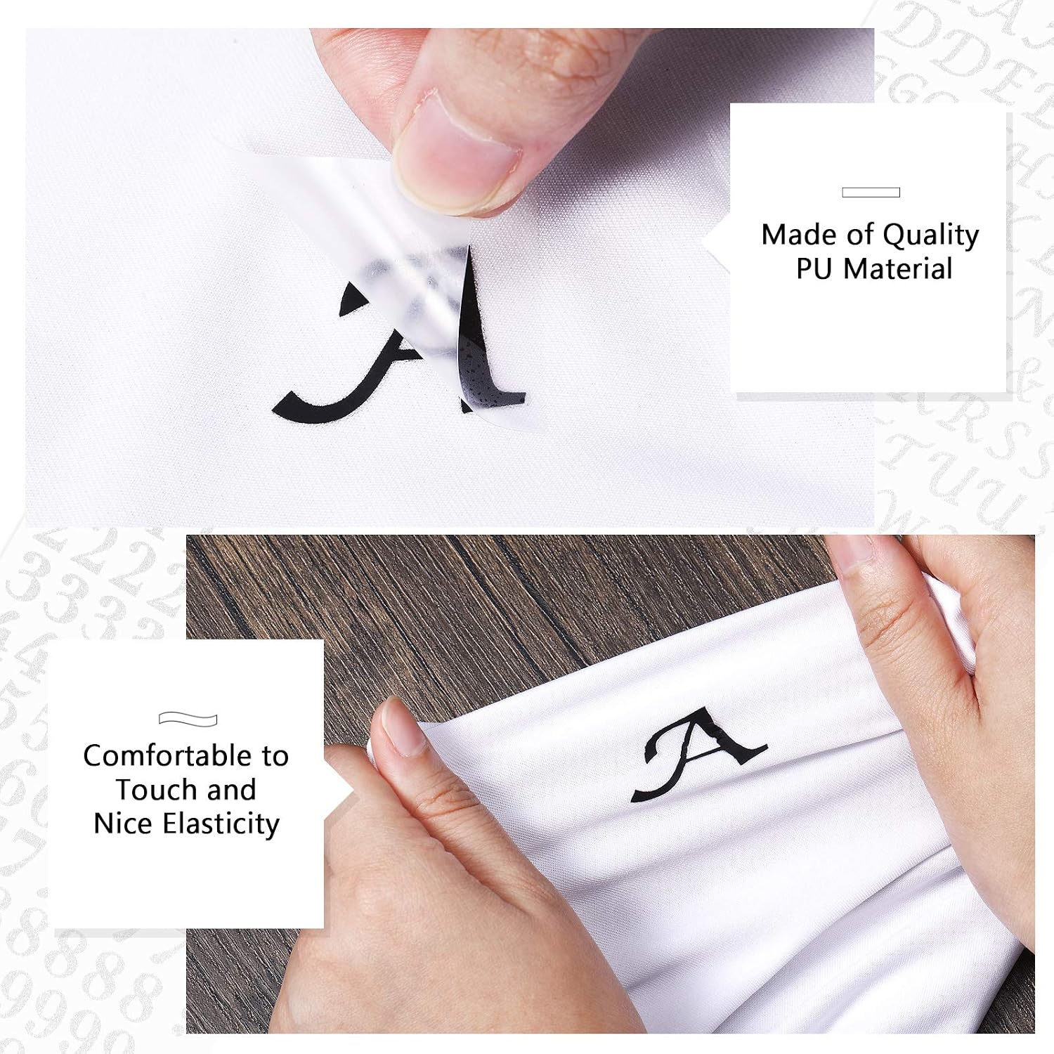 1880 Pcs Iron on Letter and Number 0.75 Inch A-Z Heat Transfer Letter Number 20 Sheet Adhesive 0-9 Alphabet DIY Fabric Vinyl for Clothing Printing Decor(Black, White, Silver, Gold, Red)