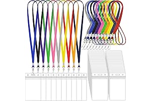 100 Sets Name Tags with Plastic Lanyard Holders for ID Badges