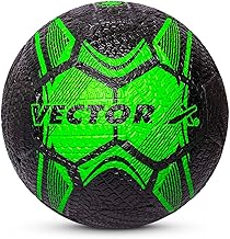 Vector X Street Soccer Rubber Moulded Indoor/Outdoor Water-Resistant Football with Butyl Bladder, Black-Green, Size 5, Suitable for Match and Training for Adults 15+ Years