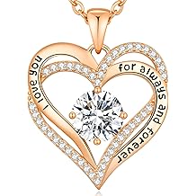 Valentine's Day Gift Forever Love Heart Necklaces for Women, Wedding Anniversary, Birthday Mothers Christmas Day Gifts for Mom, Mother, Wife, S925 Silver Jewelry with Birthstone Pendant