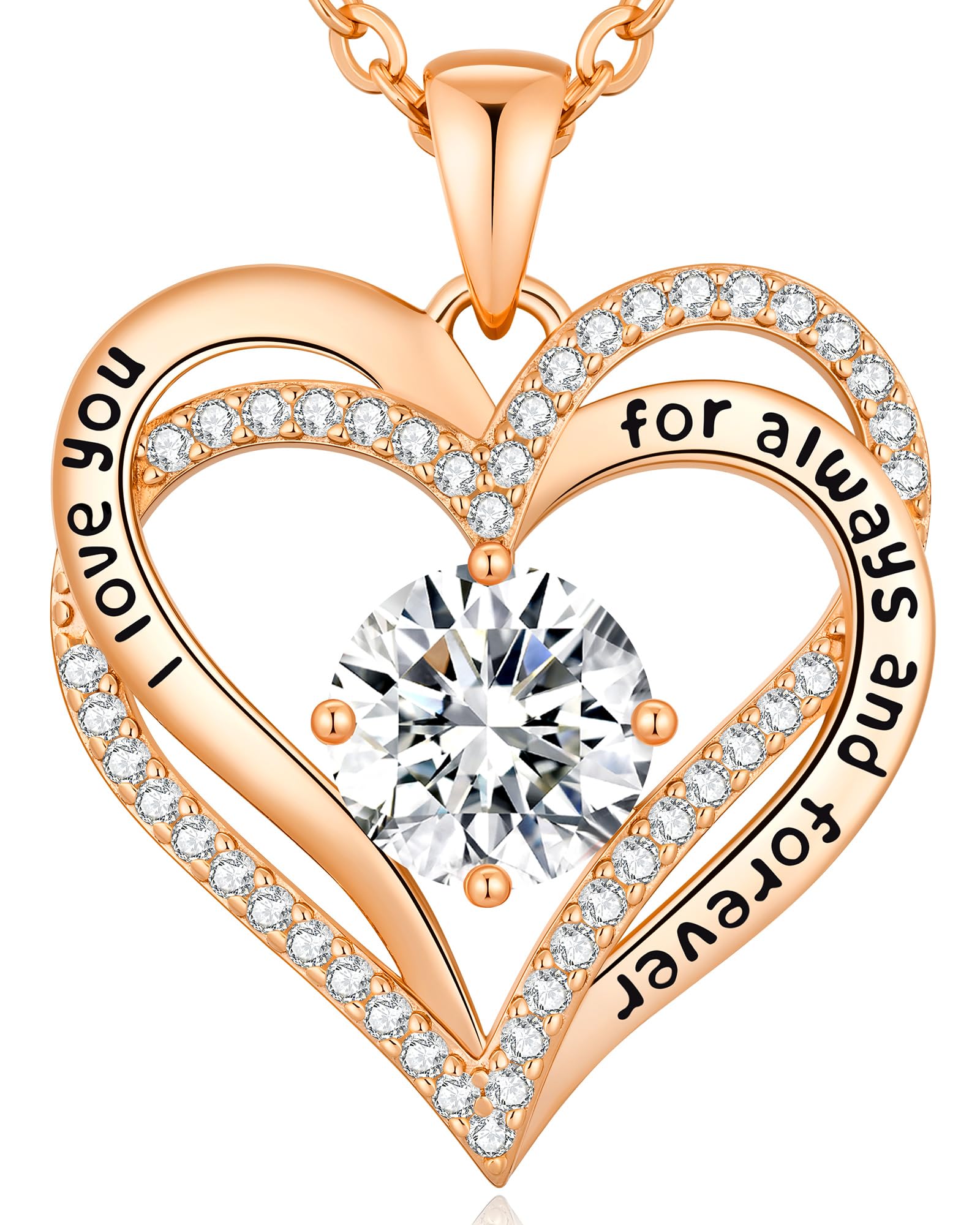 CDE Kette Damen Herz Anhänger Halskette für Frauen Schmuck Geburtstags Geschenk für Sie Freundin Weihnachten Valentinstag Muttertags Geschenk Hochzeit Jubiläum