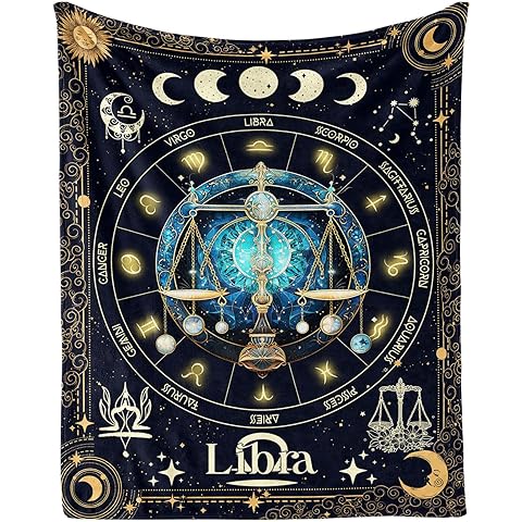 Homieblanket Libra Zodiac Blanket for Boys Girls, Secret Astrology Themed Design Printed Throw Blankets for Kids Lap, Chair Sofa, Soft Fleece Cozy Blanket, 40