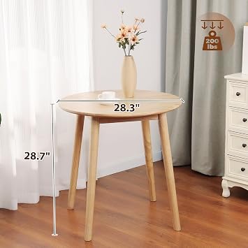 28.3 Small Round Dining Table for 2,Wooden Space-Saving Kitchen Dinner Table Rustic Wood Dining Table Mid Century Modern Kitchen Table