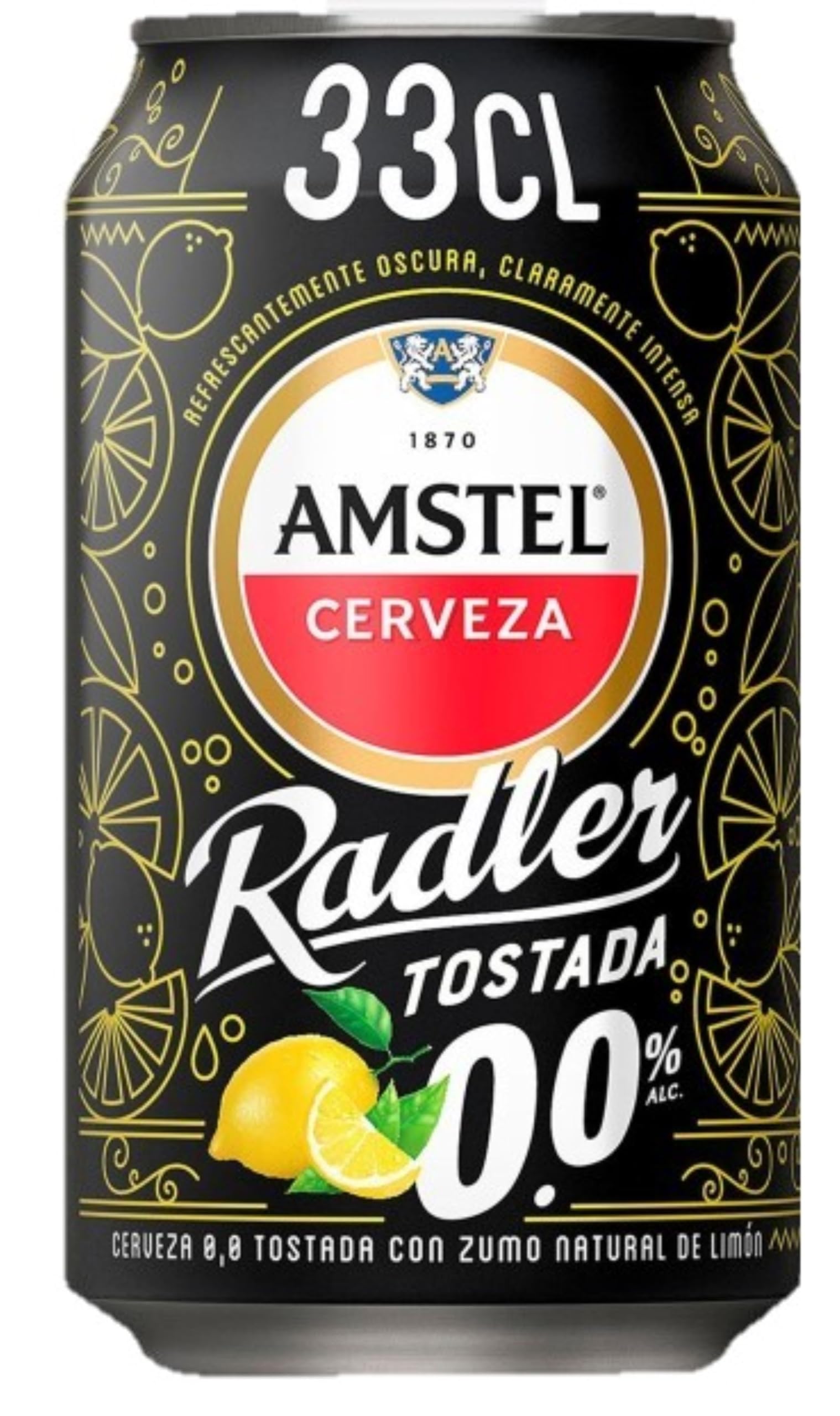 Amstel Radler 0,0 Cerveza Tostada Limon Sin Alcohol Pack 24 x 33cl