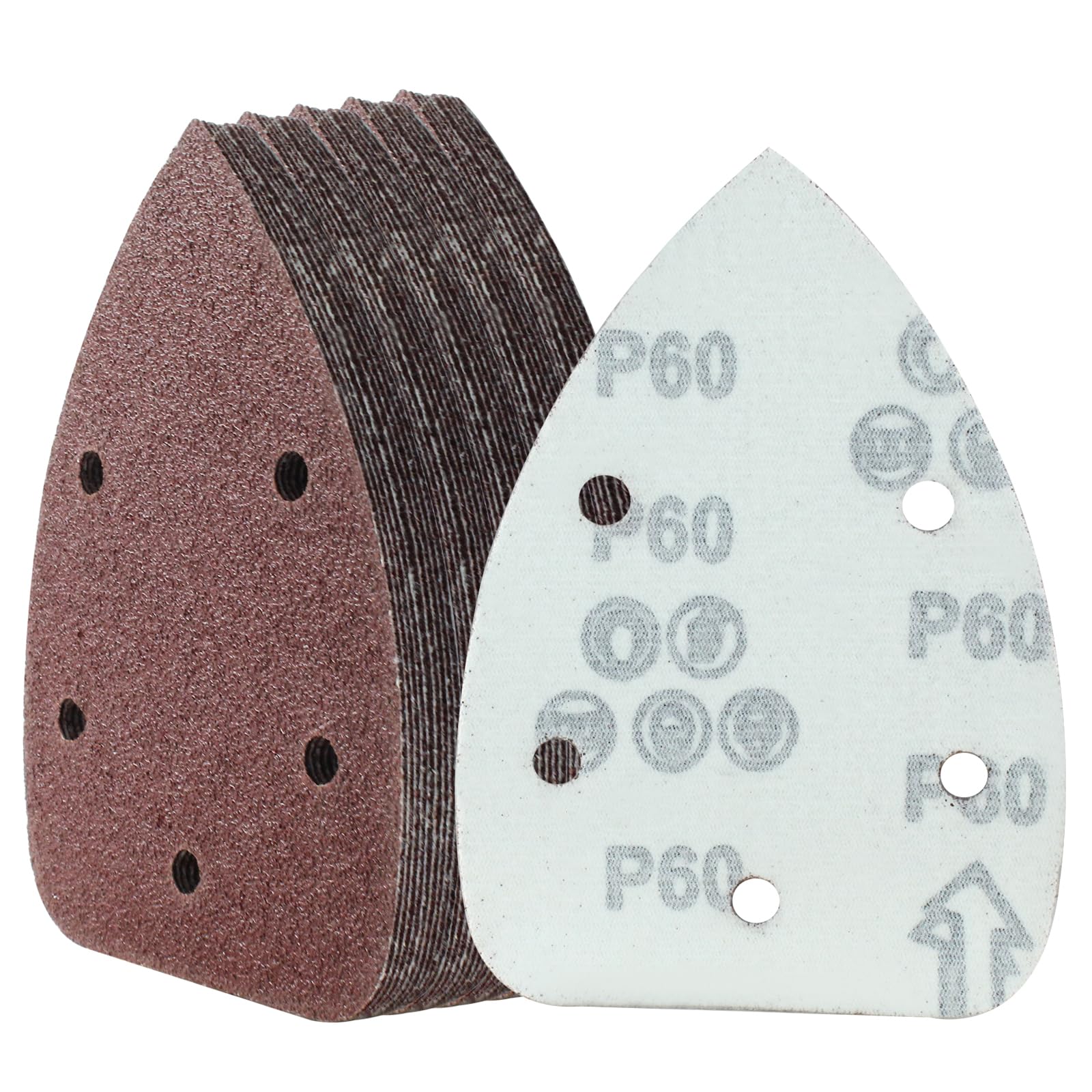 Cjueiom 25 Pcs 60 Grit Mouse Sander Sandpaper, 5 Hole Hook and Loop Sander Pads for 140mm Sanding Machine