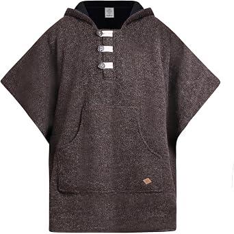 virblatt Wool Poncho Men | Wool & Fleece | Hooded Winter Mens Poncho Warm Mens Pancho Blanket Outdoor Cape