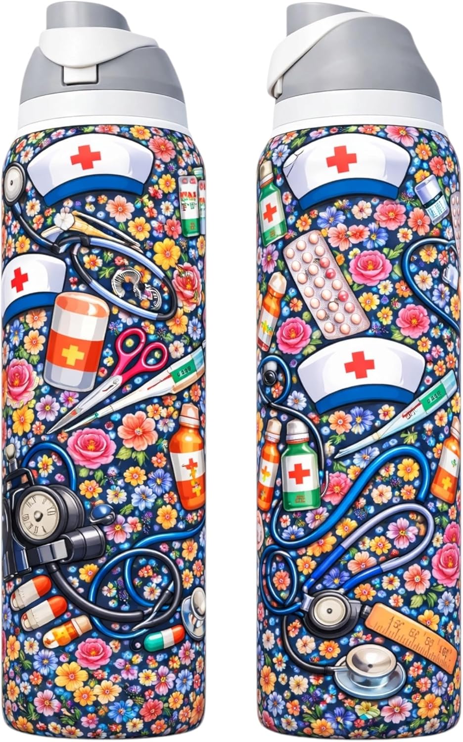 Nurse appreciation Gift for healthcare worker RN coffee mug Tumbler for RN Insulated tumbler Stethoscope water bottle (30oz Lilac(64)-Nurse(D29))