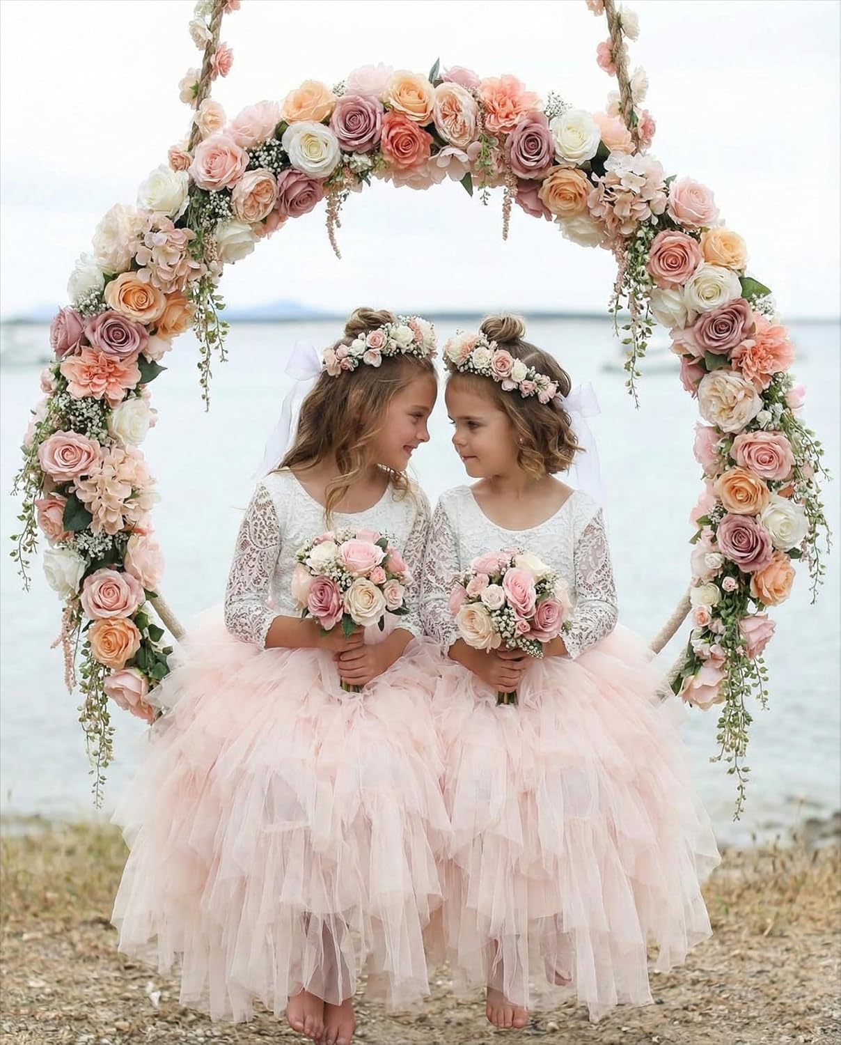 2Bunnies Girl Peony Lace Back A-Line Tiered Tutu Tulle Party Flower Girl Dress