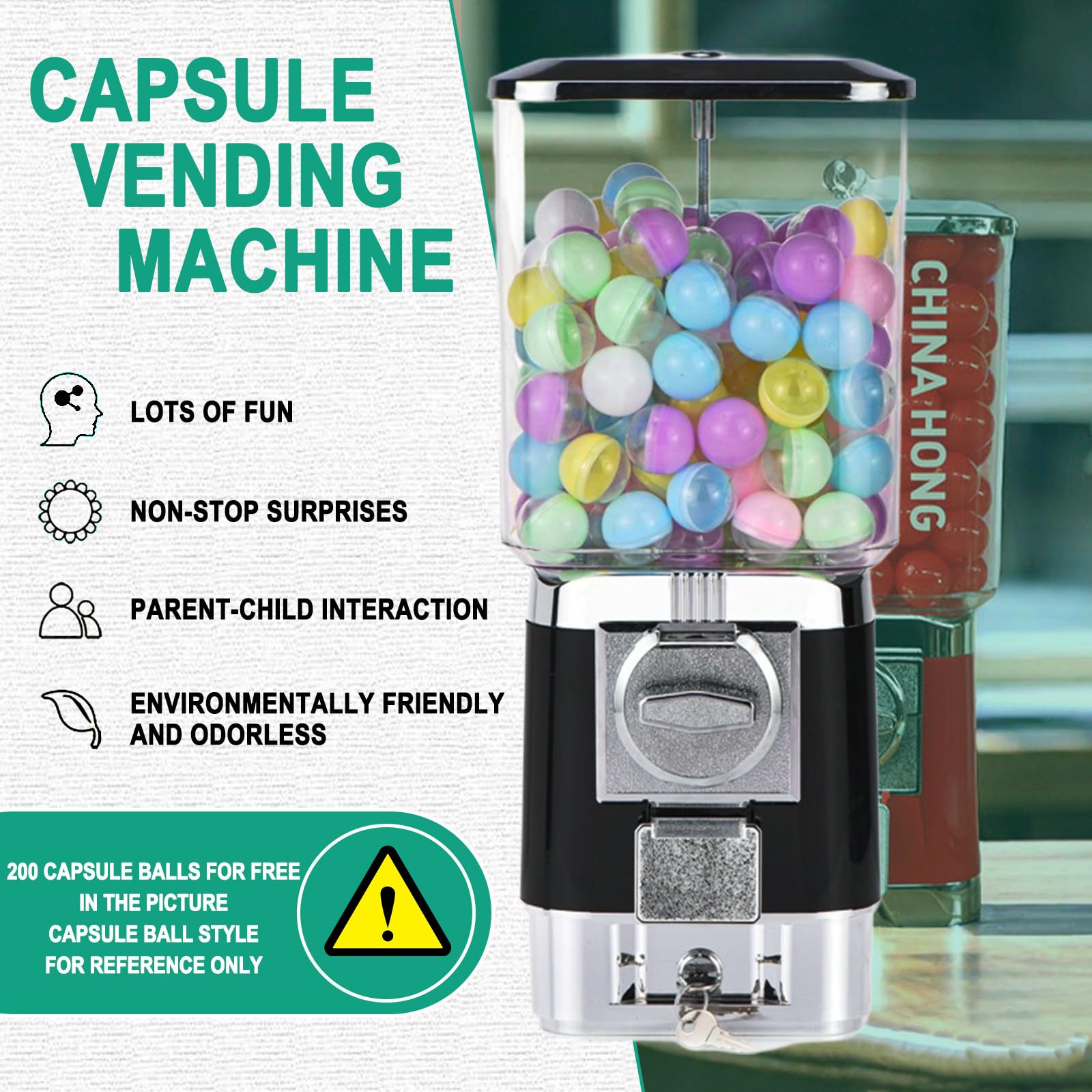 Gumball Dispenser, Distributore di Caramelle con Gettoniera, Distributore Automatico Macchine Distributrici di Capsule, per La Casa, Negozi di Giochi,Blue