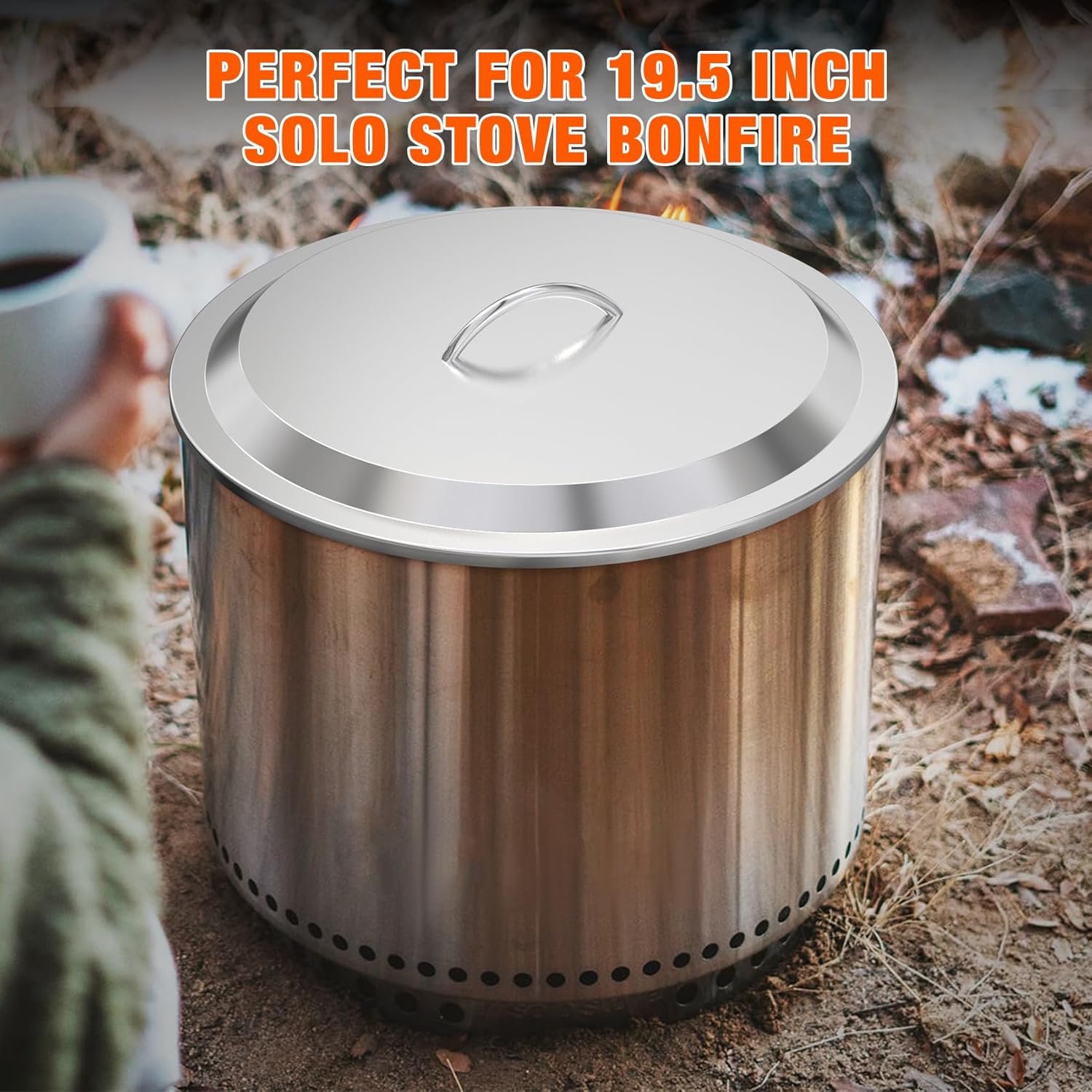 Onlyfire Fire Pit Lid for Solo Stove 19.5" Bonfire Firepit, Stainless Steel Bonfire Fire Pit Accessories for Outdoor Camping