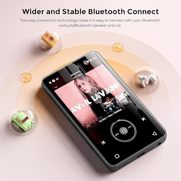 160GB MP3 Player mit Bluetooth und WiFi innioasis Musik Player mit Spotify Amazon Music 4 Touchscreen Android MP4 MP3 Player für Kinder Audible Spotify Kinder Schwarz-Rot