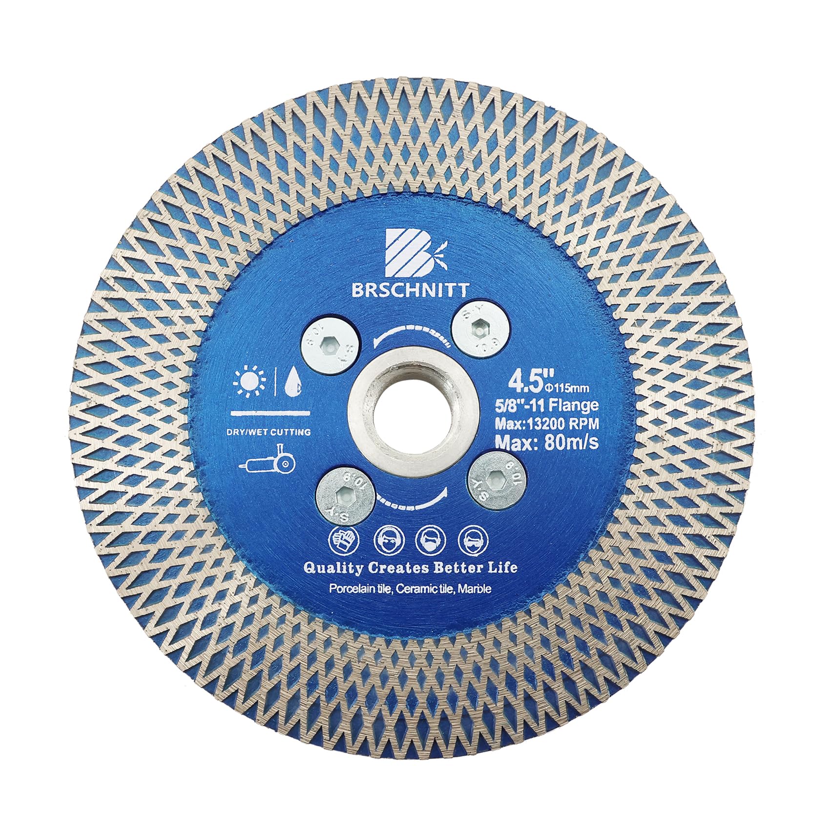 Diamond Porcelain Tile Saw Blade - BRSCHNITT 4.5" Super Thin Diamond Cutting Grinding Disc with X Teeth with 5/8 Thread for Ceramic Tiles