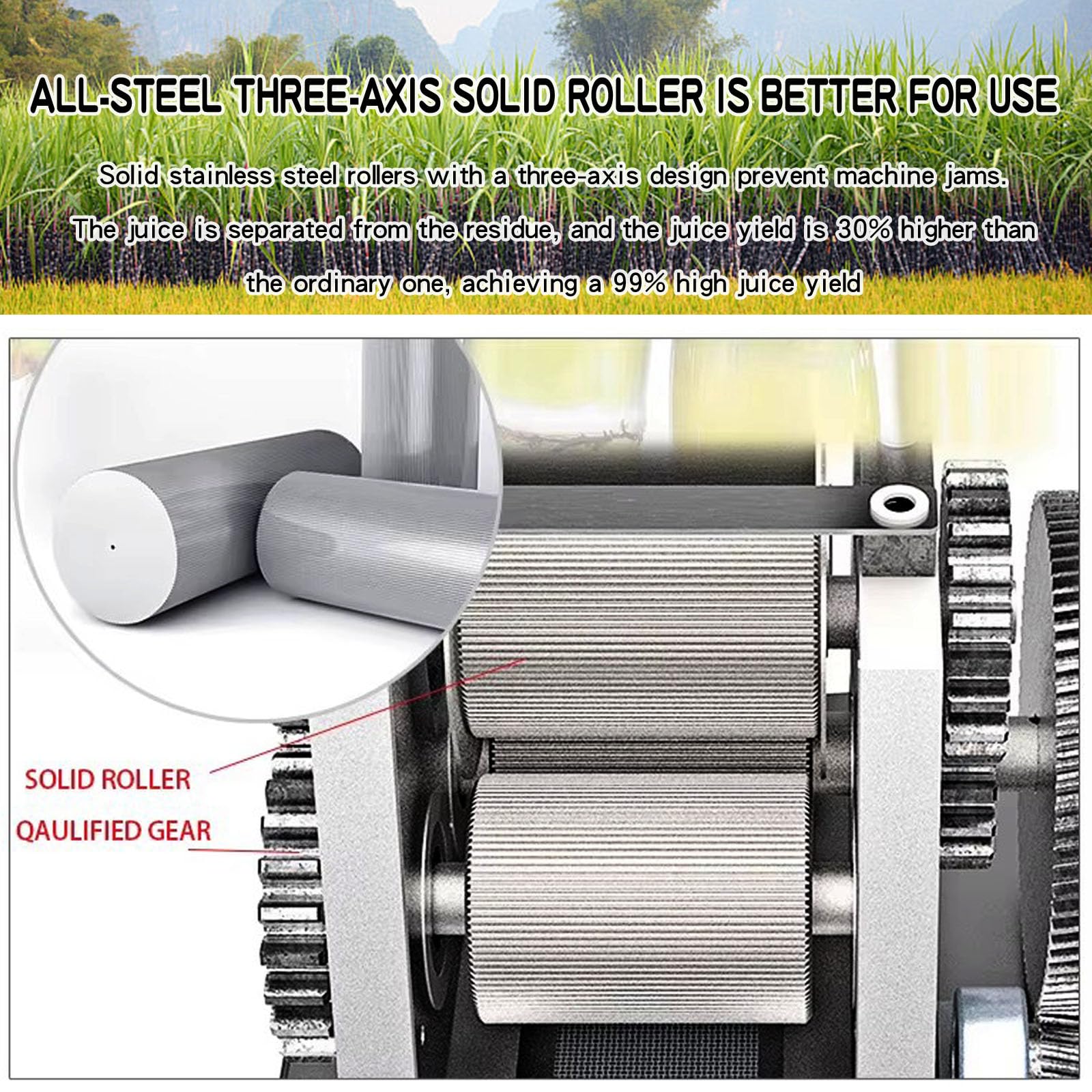Kolice Commercial Large Capacity Electric Sugarcane - Product Features