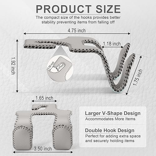 Miniatura 67 de LivTee Gancho de cuero mejorado para reposacabezas de asiento de automóvil, 2 en 1, organizador de ganchos de asiento de automóvil, accesorios Negro
