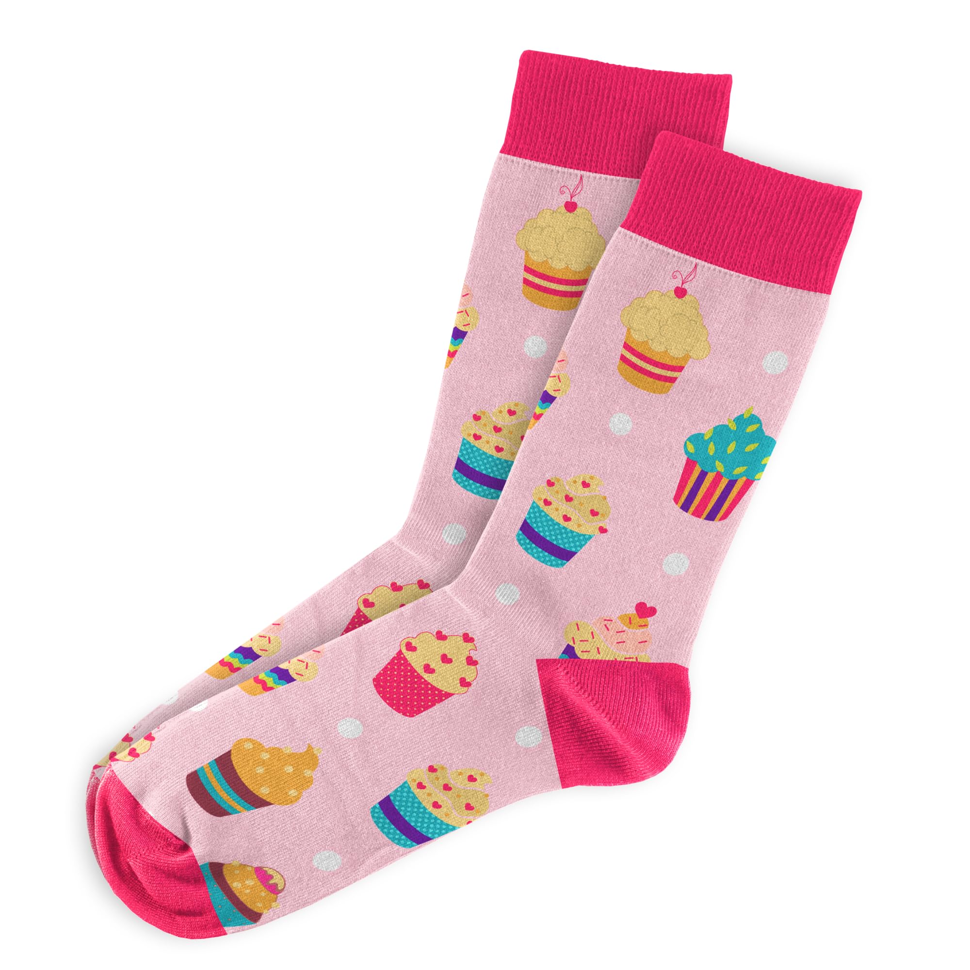 MOJA LDN Premium Funky Bamboo Socks - Soft and Stylish Bamboo Socks - Eco Friendly and Durable Men & Women Socks (UK, Numeric, 3, 8, Regular, Regular, Women, Cupcakes)