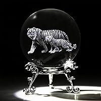 Vista 11 de Figuras de elefante de cristal láser 3D de 2.36 pulgadas para padres e hijos, bola de cristal pisapapeles con base de soporte, animales de cristal