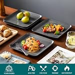 vancasso Stern Gray Dinner Set Square Reactive Glaze Tableware 12 Pieces Kitchen Dinnerware Stoneware Crockery Set with Dinner Plate, Dessert Plate, Bowl Service for 4