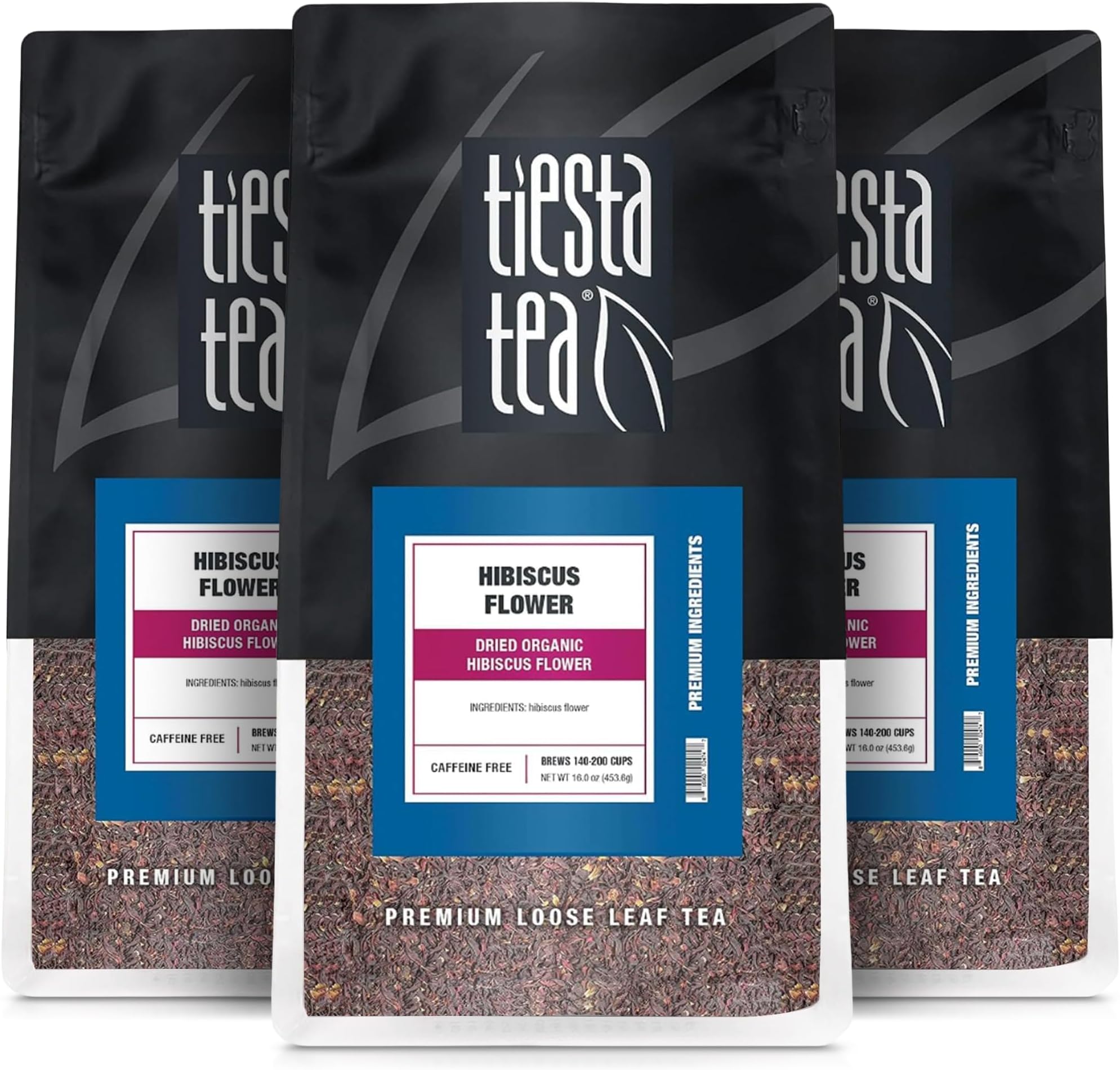 Tiesta Tea - 3lb Hibiscus Flowers, Cut & Sifted Loose Tea, 3lb,1360g, Bulk Resealable Bag, Raw Hibiscus Flower, Agua Fresca, Flor de Jamaica, Baked Goods, Dressings, Jams, Soaps & More, 3-Pack