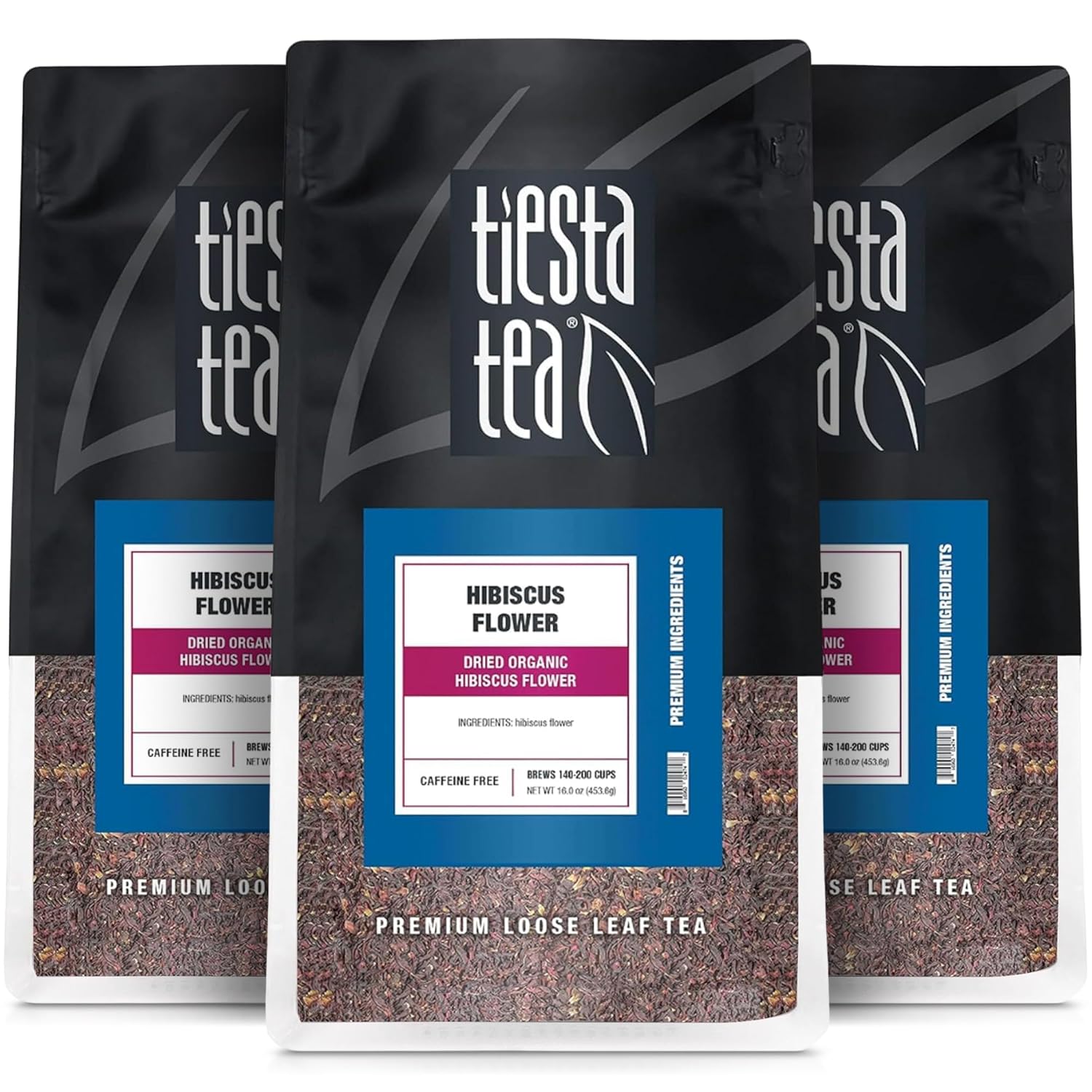 Tiesta Tea - 3lb Hibiscus Flowers, Cut & Sifted Loose Tea, 3lb,1360g, Bulk Resealable Bag, Raw Hibiscus Flower, Agua Fresca, Flor de Jamaica, Baked Goods, Dressings, Jams, Soaps & More, 3-Pack