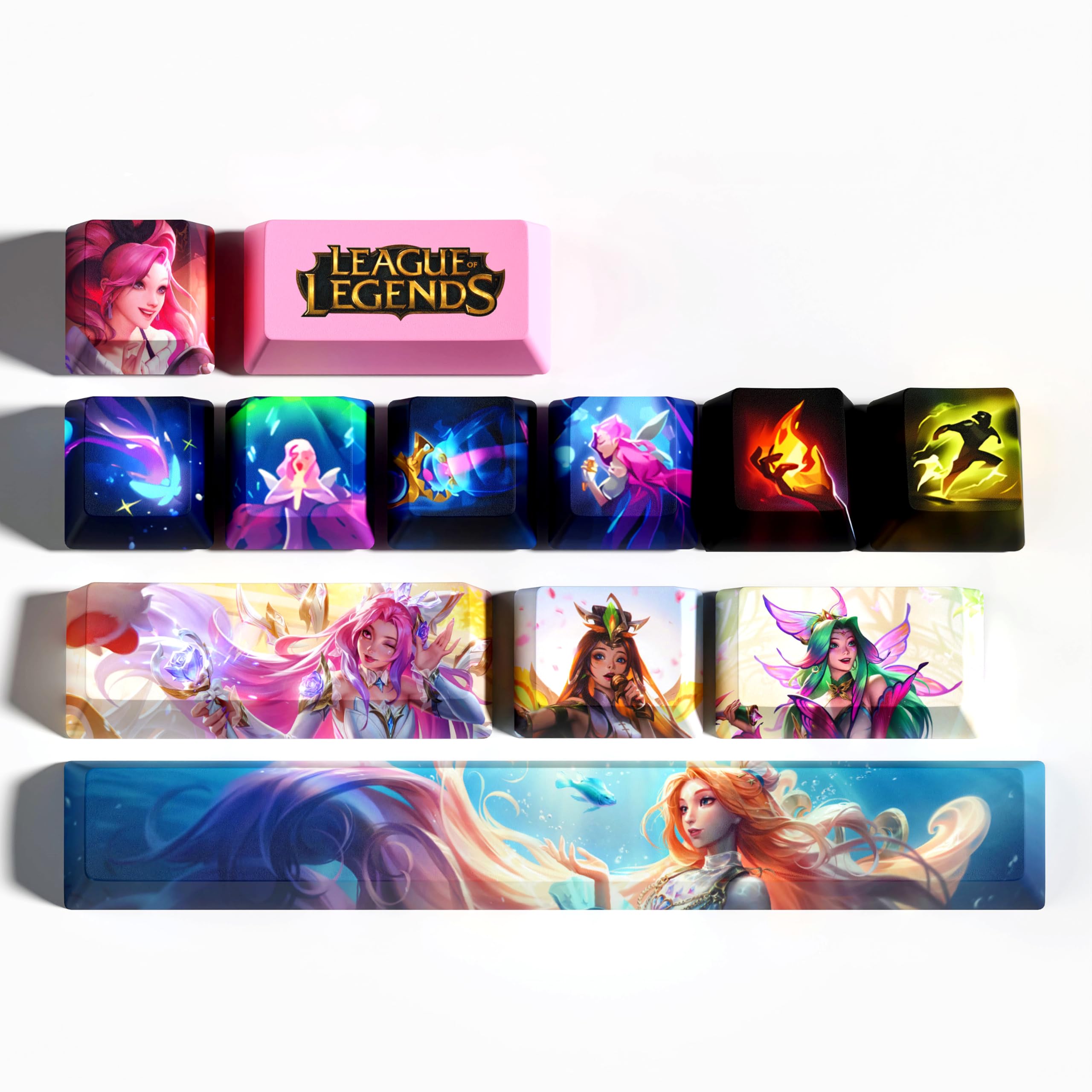 Ensemble de touches Seraphine pour League of Legends - Ensemble de 12 touches pour claviers mécaniques de jeu MX - Profil OEM (Seraphine)