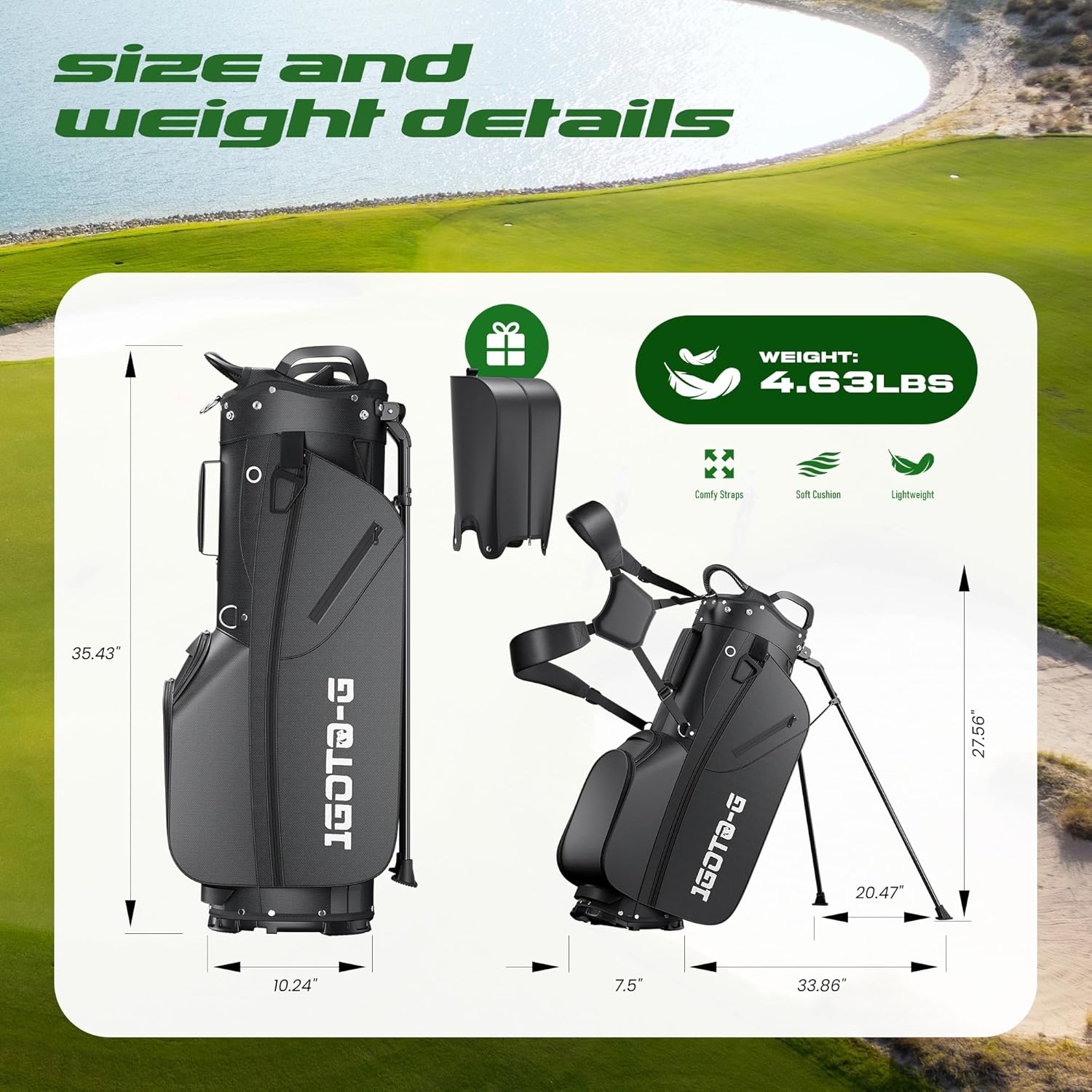 7-Way Golf Stand Bag - Lightweight Golf Club Bags with 7 Full-Length Dividers, Cooler, Rain Hood for Men and Women