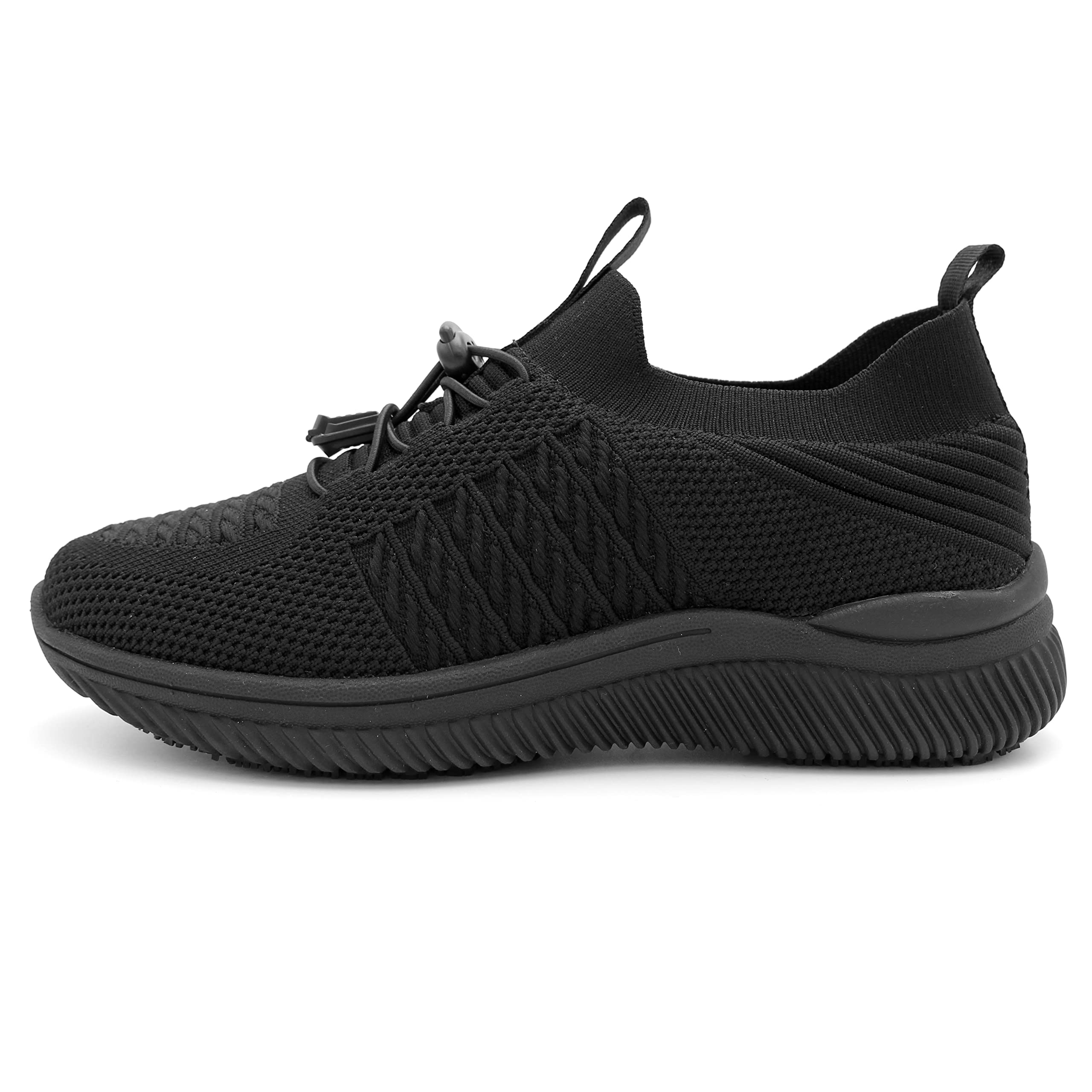 Laforst Womens Synthetic Mesh Upper Lace Up Slip Resistant Server Waitress Slip On Sneaker Black no Logo 6.5