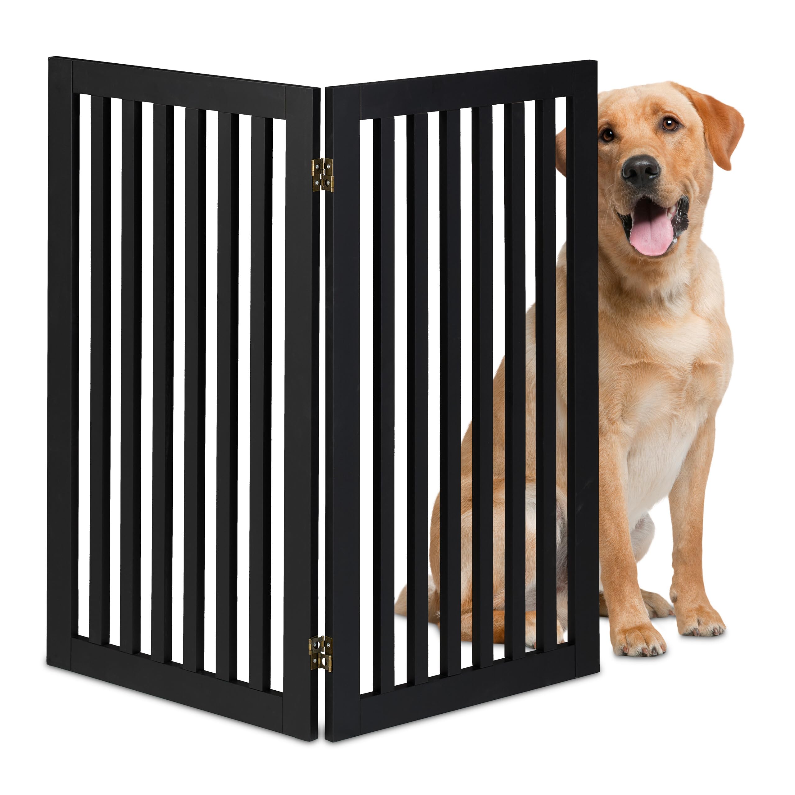 Relaxdays Hundeabsperrgitter, freistehendes Schutzgitter, HxB: 91,5 x 103 cm, MDF, zusammenklappbar, Türgitter, schwarz