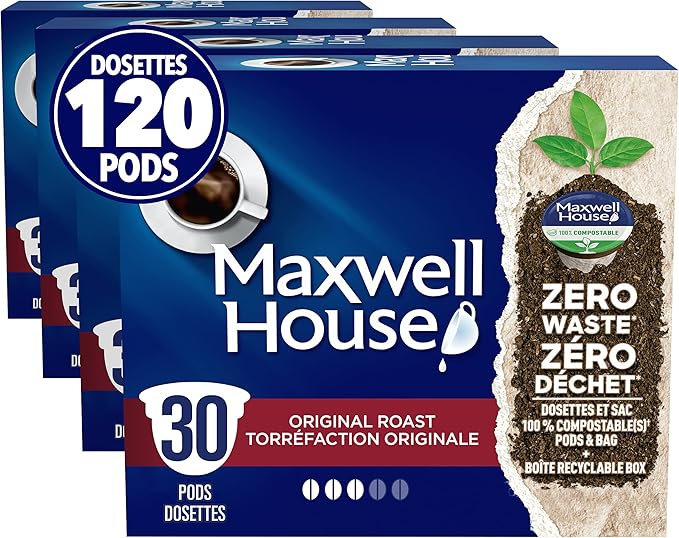Maxwell House Original Roast Coffee 100 Compostable K Cup Coffee Pods