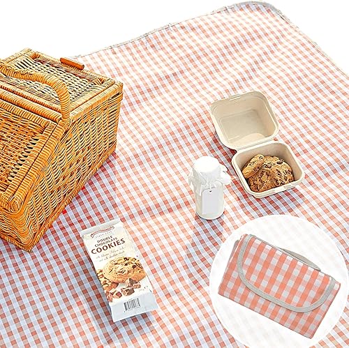Miniatura 30 de ESLA - Bonita manta de picnic a cuadros, impermeable, plegable, en grande de 80 x 60 pulgadas y extragrande de 80 x 80 pulgadas, manta de playa