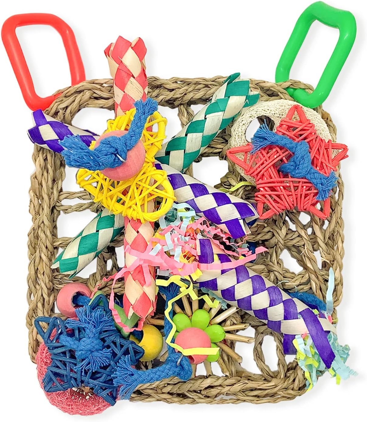 Bird Toys,Bird Foraging Toys with Various Toys,Edible Seagrass Woven ...