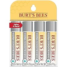 Burts Bees Lip Balm, Moisturizing Lip Care, 100% Natural Origin, Ultra Conditioning with Shea, Cocoa & Kokum Butter 4 Pack