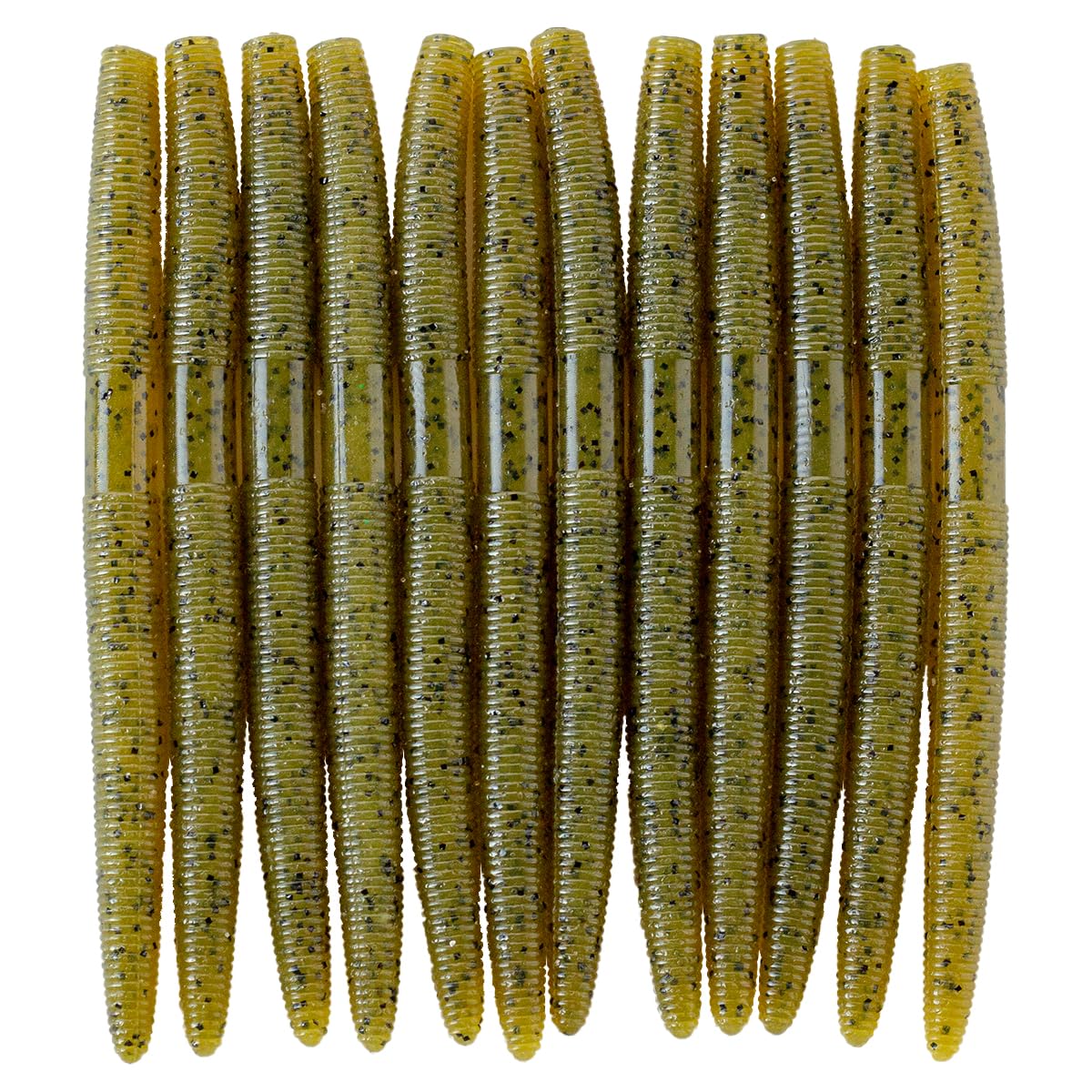 Senko Bait Soft Plastic Lures 5" Senkos 24 Pcs/100pcs for Wacky Rig Freshwater Fishing Green Pumpkin senko with Black Flake Pink Watermelon Double Color