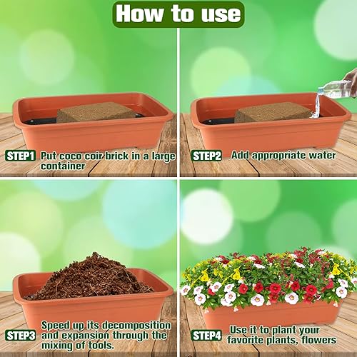 Miniatura 4 de ZeeDix Paquete de 10 ladrillos de coco de primera calidad, ladrillos de coco comprimidos orgánicos de fibra de coco para plantas, sustrato de fibra