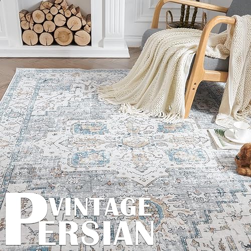 Miniatura 3 de JINCHAN Alfombras orientales de 3 x 5 pies para entrada - Alfombra antideslizante lavable a máquina, ultradelgada, de pelo bajo, vintage, con