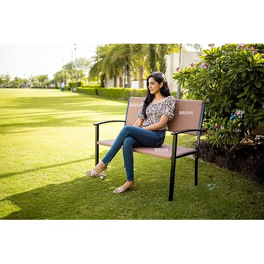 BRISHI 2 Seater Garden Bench Light Brown
