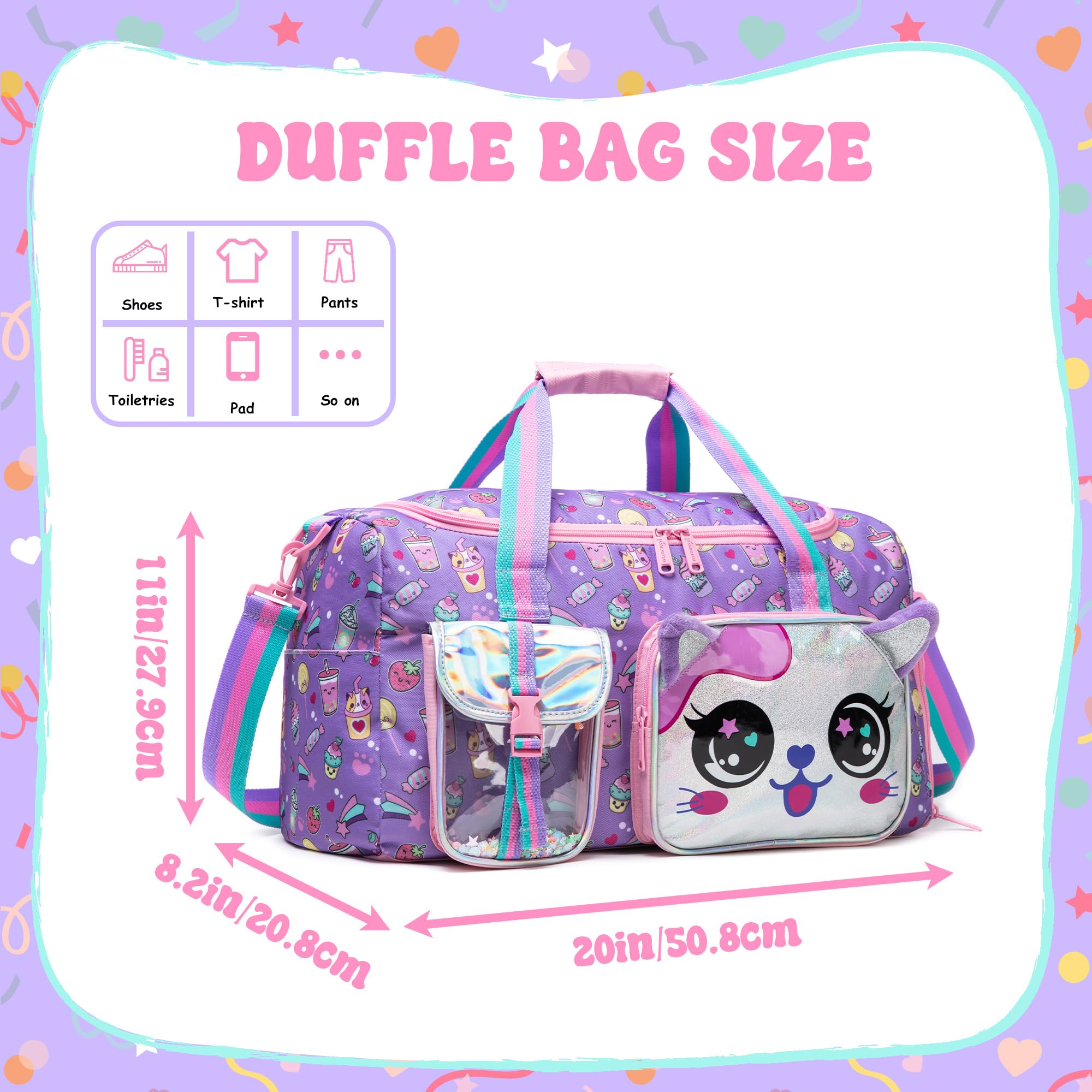 HTgroce Sac de Sport Fille - Sac de Voyage Enfant - Sac de Gym Résistant Piscine Danse Loisir