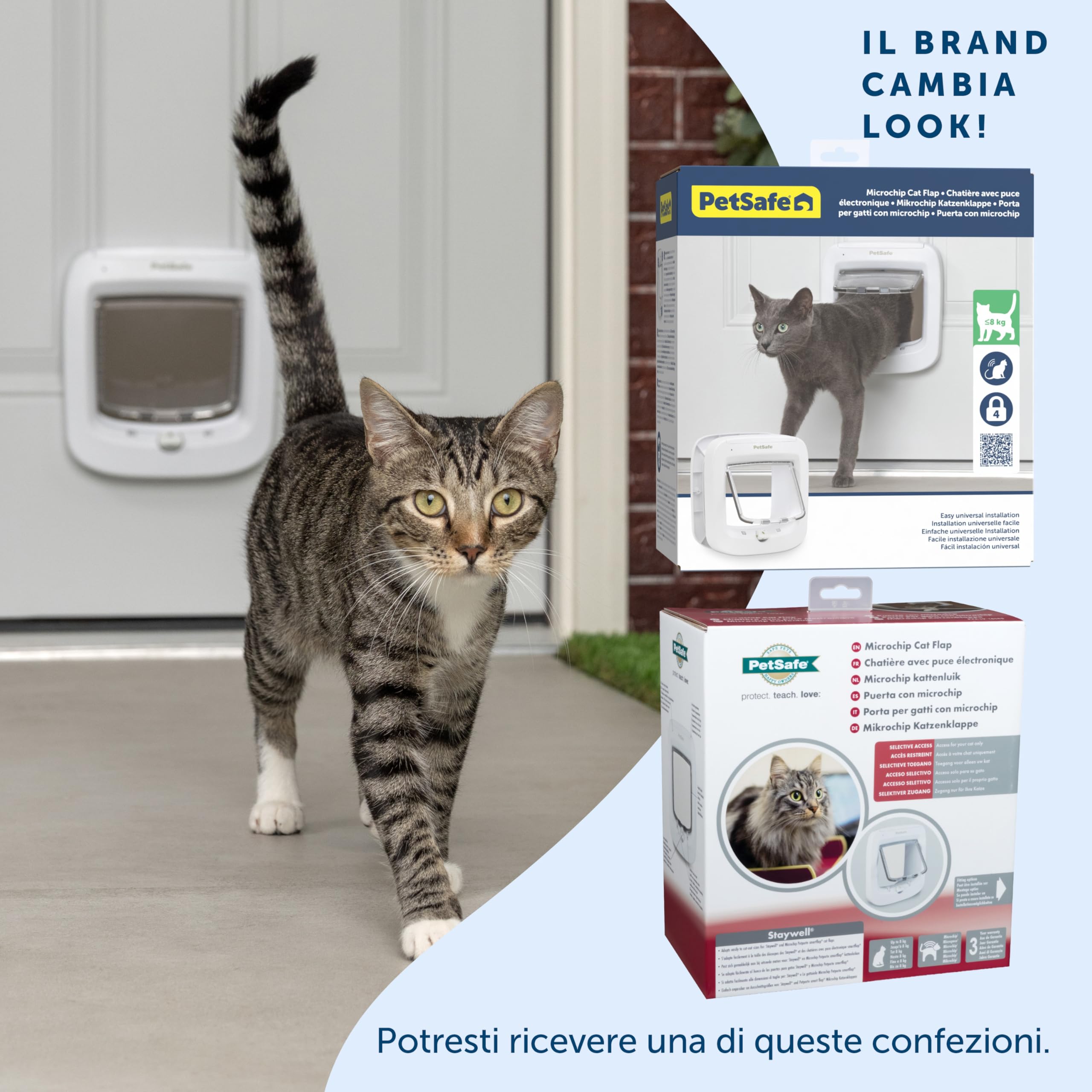 PetSafe Porta per Gatti Microchip - Gattaiola Esterna o Interna - Accesso RFID Multi-Utente per Fino a 40 Animali - Blocco a 4 Vie, Resistente alle Intemperie, Installazione Fai-da-te Facile - Bianca