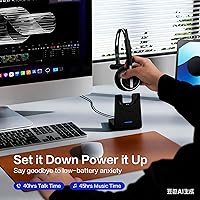 Vista 6 de Auriculares inalámbricos, auriculares Bluetooth con micrófono con cancelación de ruido AI, auriculares Bluetooth V5.2 con dongle USB, base de carga