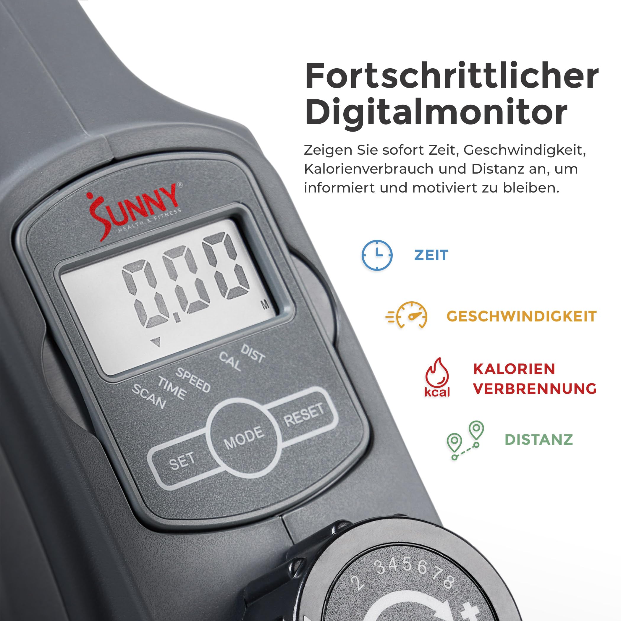 Sunny Health & Fitness Magnetischer Untertisch-Ellipsentrainer für Beine | Gelenkschonend, Leiser Betrieb, Verstellbarer Widerstand, Kompakt, Magnetisch, Smart-Funktion, Digitalanzeige